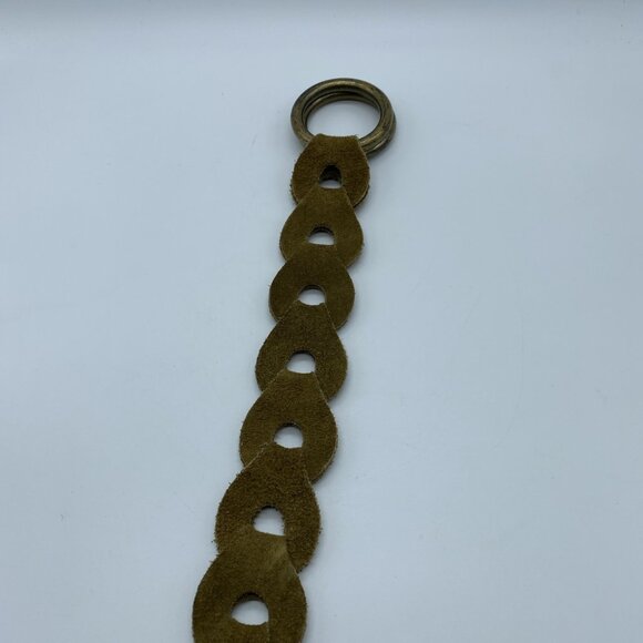 Tan Leather Loop Woven D Ring Belt Women's Size M End to End 34" - Picture 5 of 11